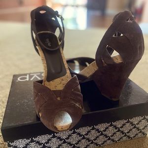 Brown Mossimo Ankle strap wedges size 11